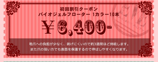 初回割引クーポン バイオジェルフローター 1カラー10本 ¥6,400